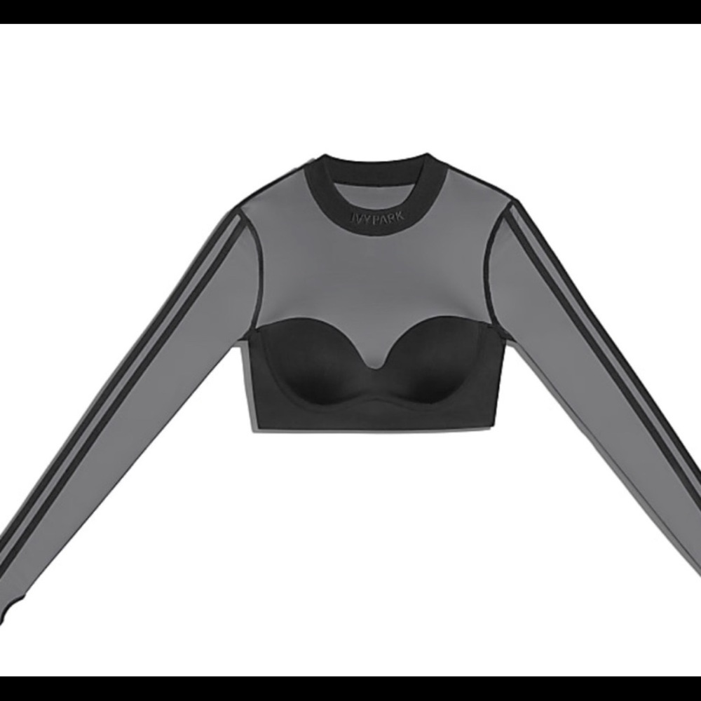 IVY PARK Black Mesh Long-Sleeve Crop Top